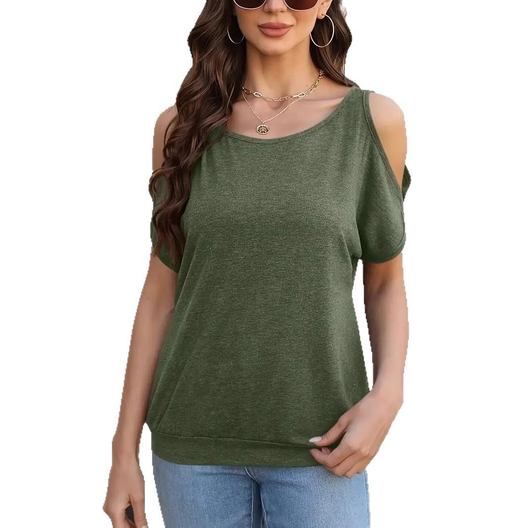 Dame afslappet top med off-shoulder design og blødt stof Stilla