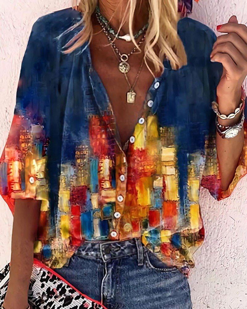 Skovae | Spidsbroderet Boho Langærmet Tunika Bluse