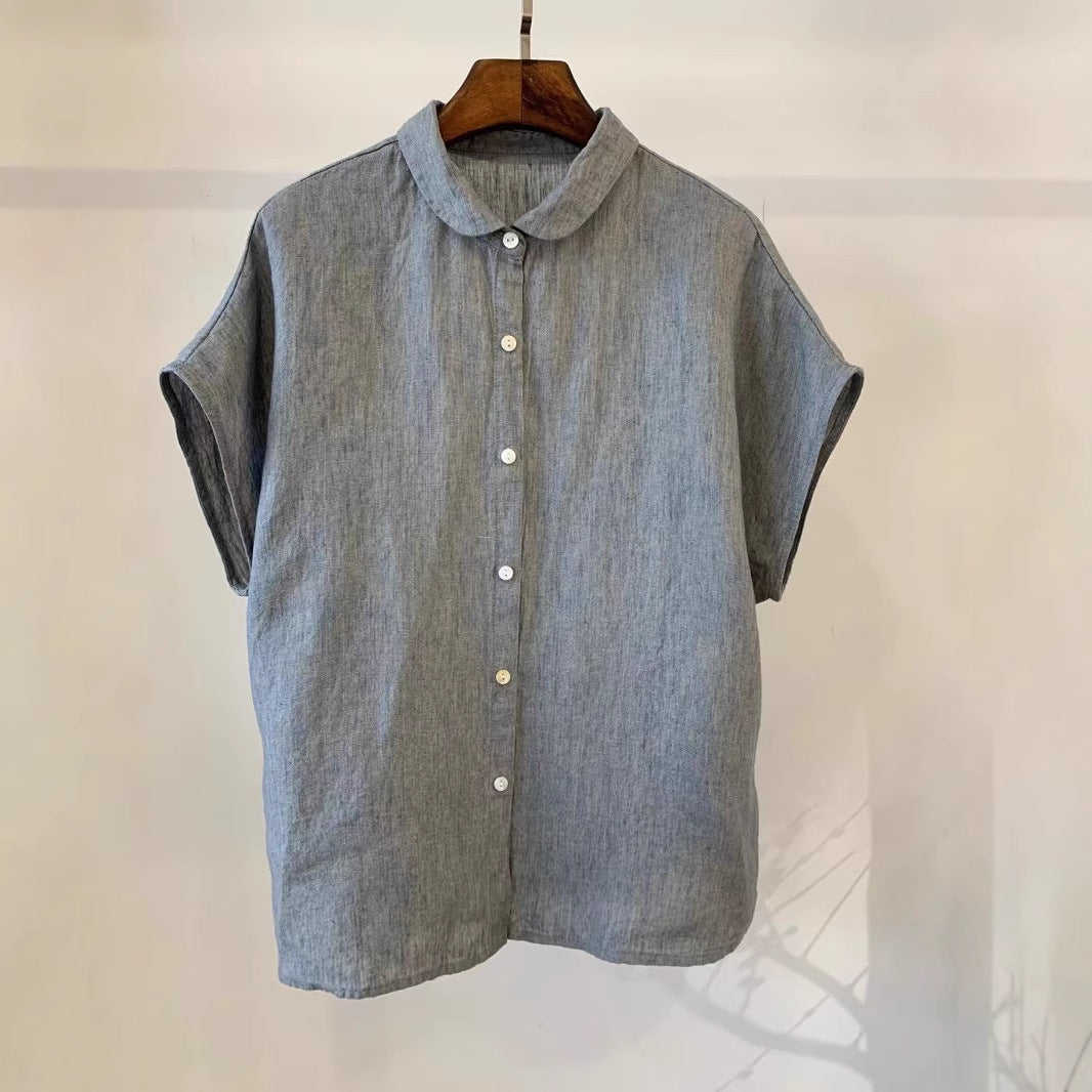 Femme Kortærmet Afslappet Fit Button-Up Skjorte Stilla