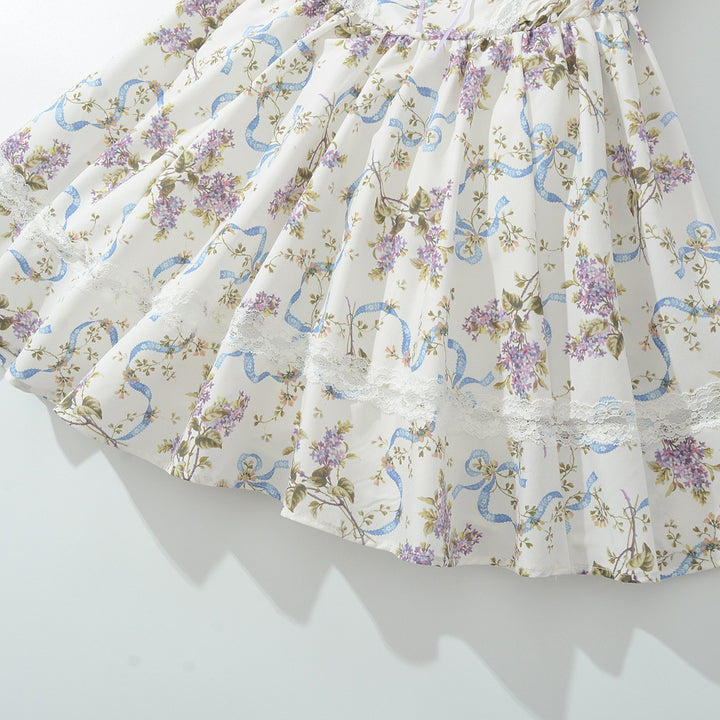 Dame legende sommerkjole med charmerende spidsdetaljer og blomster mønster Stilla