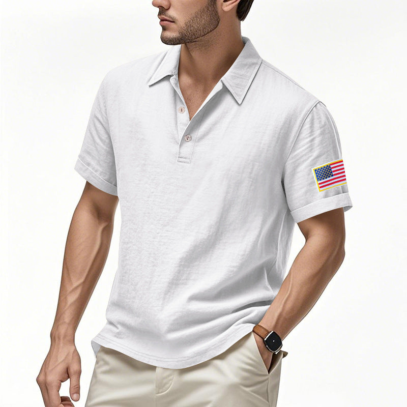 Herre polo shirt med moderigtigt amerikansk flagmotiv og højkvalitets bomuld Stilla
