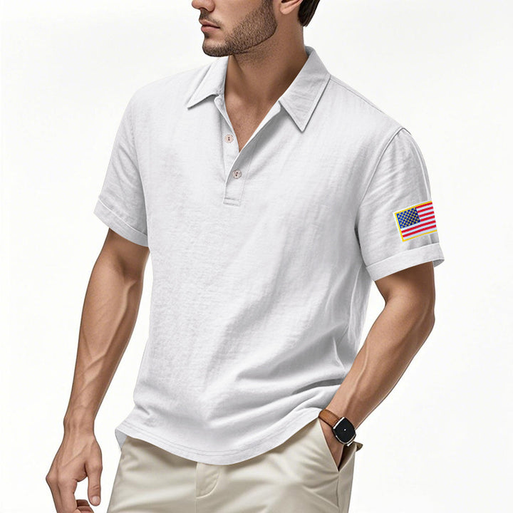 Herre polo shirt med moderigtigt amerikansk flagmotiv og højkvalitets bomuld Stilla