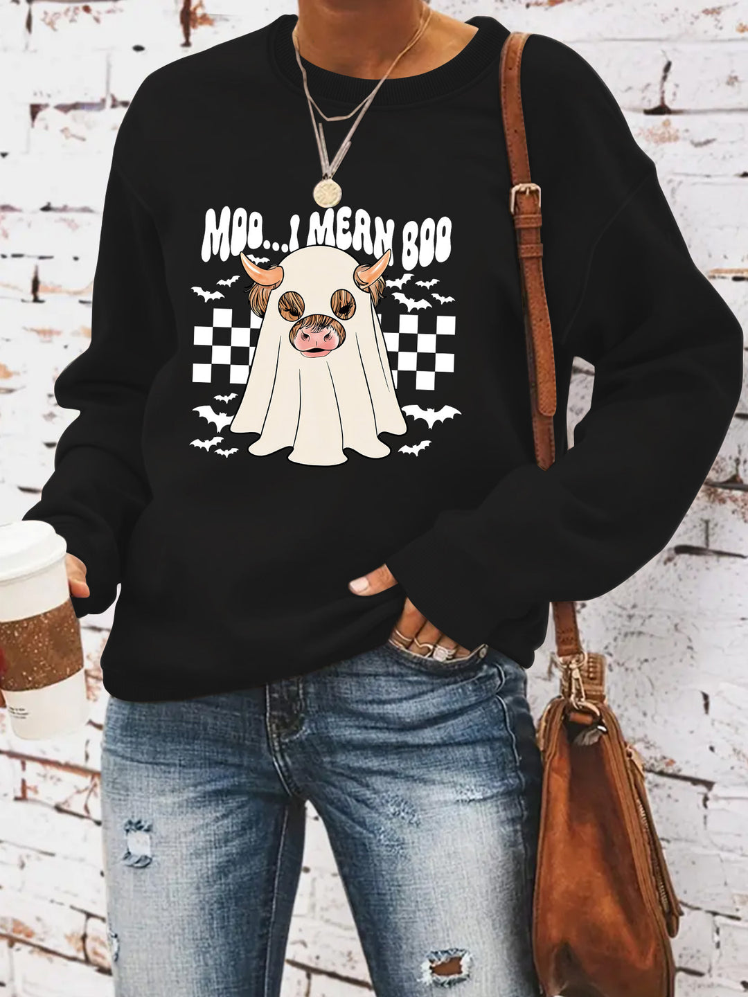 Kvinders sweatshirt i muntert Halloween-design Stilla