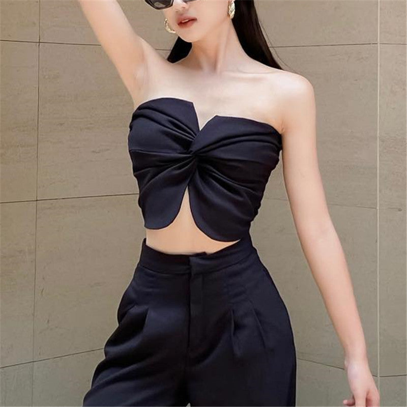Dame Bustier top med drapering Stilla