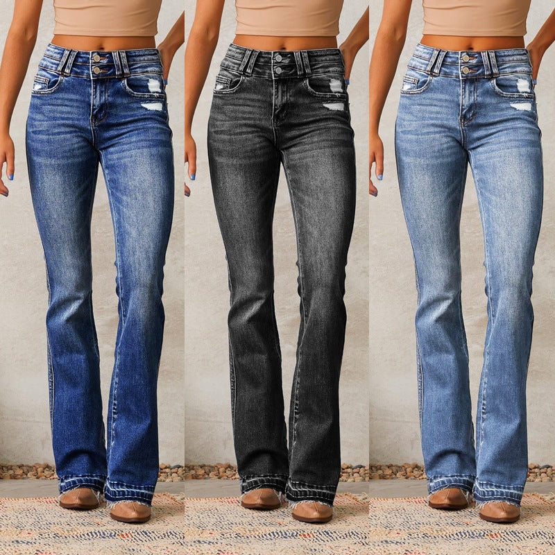 Dame høje taljejeans med afslappet bootcut snit Stilla