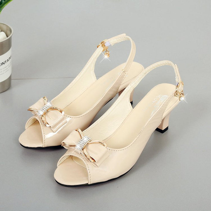 Dame Slingback-pumps med dekorativ sløjfe-design og komfortabel blokhæl Stilla