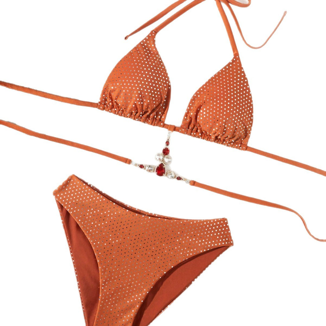 Dame Glitrende Triangel-Bikini med glitrende applikationer og justerbare stropper Stilla