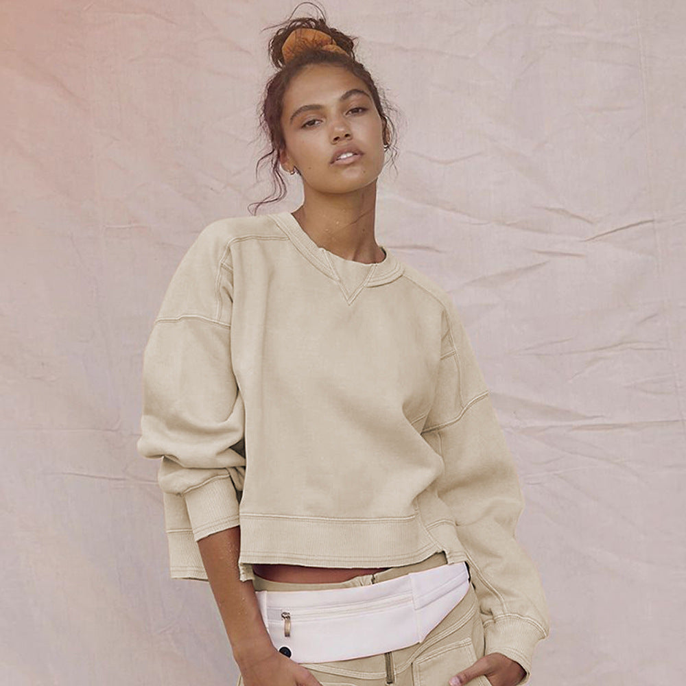 Dame afslappet sweatshirts med cropped snit og bløde manchetter Stilla
