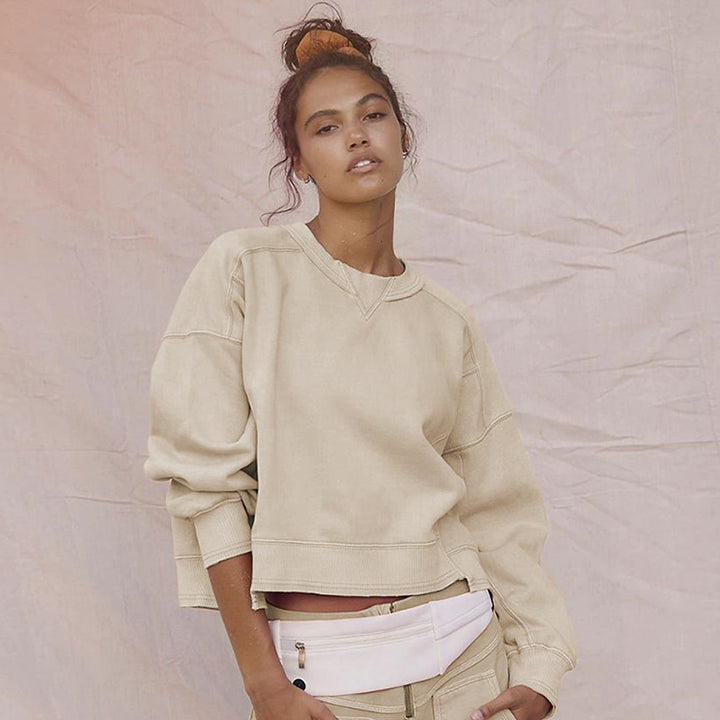 Dame afslappet sweatshirts med cropped snit og bløde manchetter Stilla