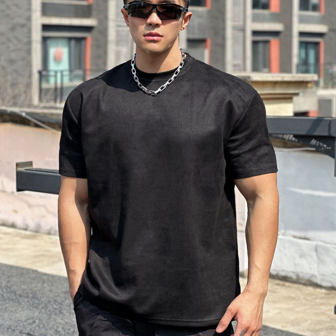 Herren Sportliches Fleece T-Shirt med forstærket krave og afslappet snit Stilla