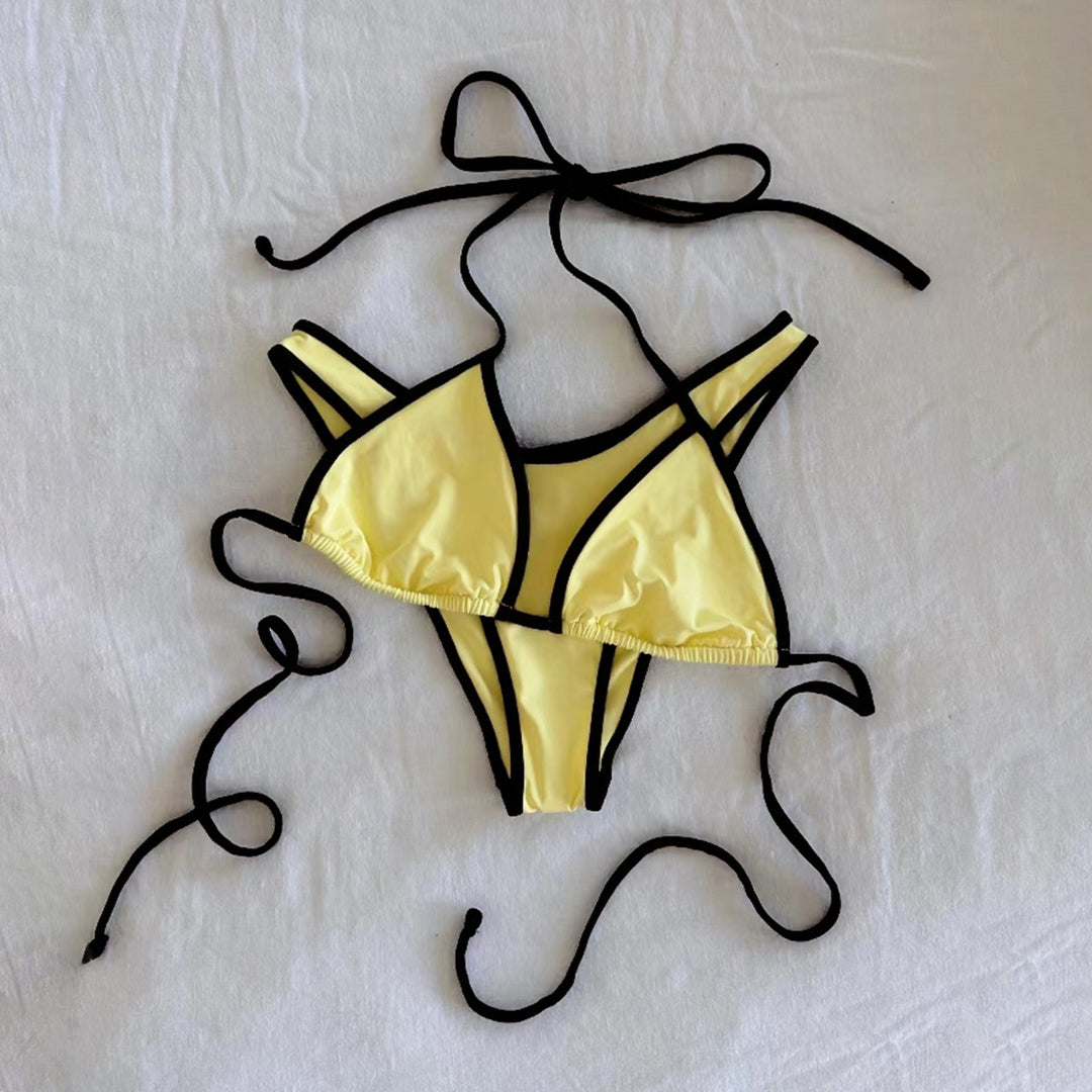 Dame Triangel-Bikini med spændende stribe-design Skovae