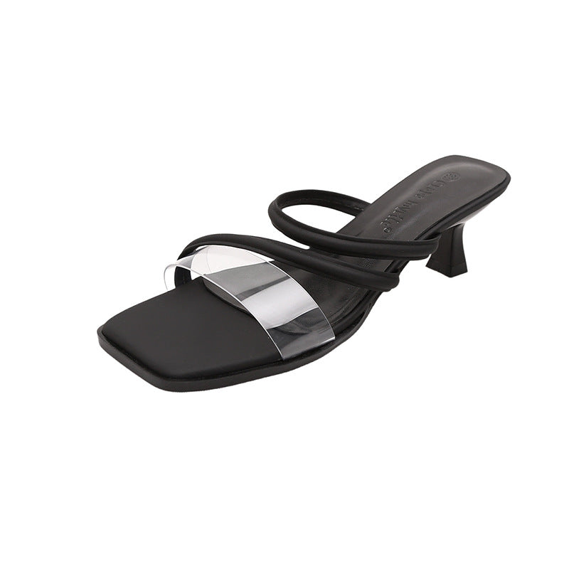 Dame elegante transparente sandaler med hæl Stilla