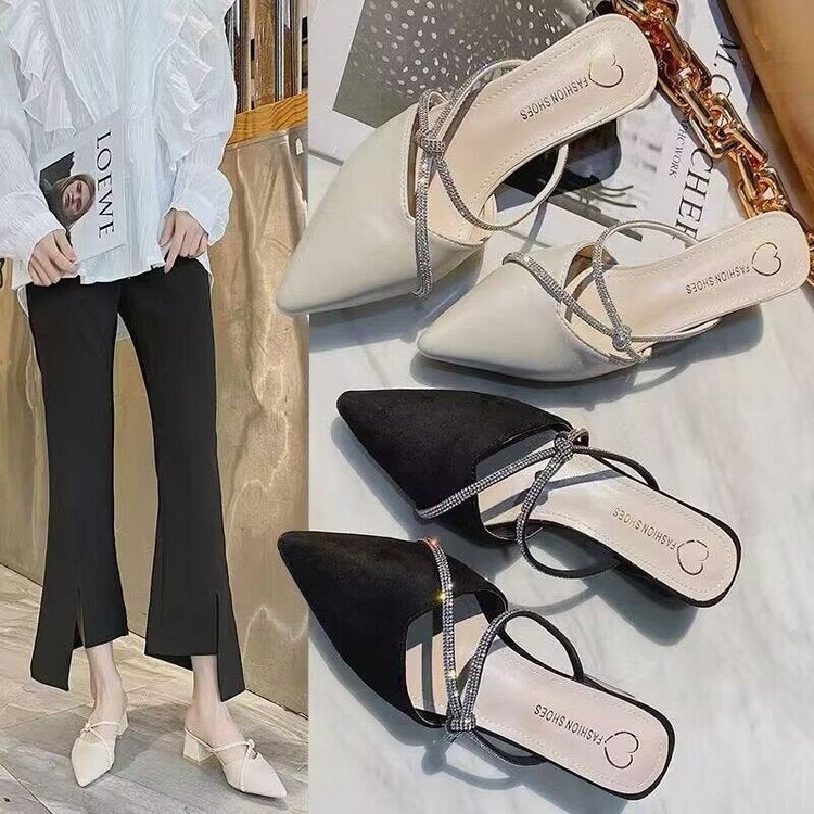 Dame Retro Slingback-pumper med glitrende accenter og behagelig blokhæl Stilla