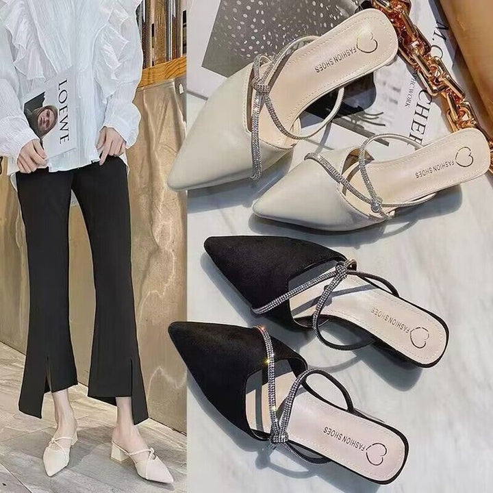 Dame Retro Slingback-pumper med glitrende accenter og behagelig blokhæl Stilla