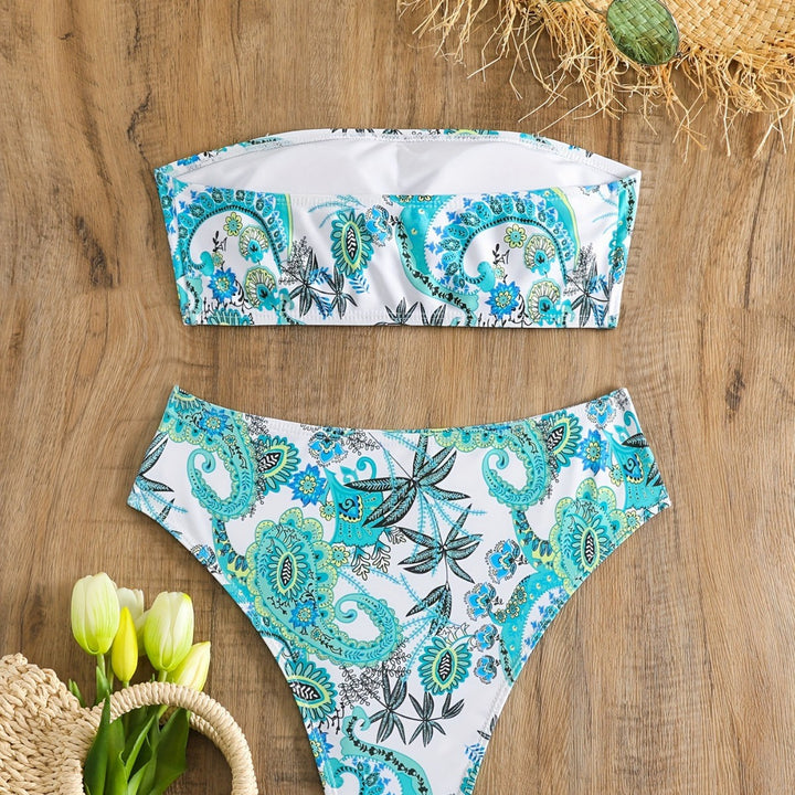 Dame Bandeau-bikini-sæt med elegante muslingedetaljer Skovae