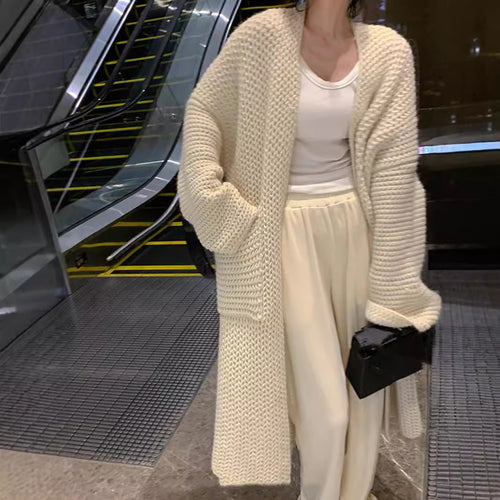 Femme Chunky Strik Åben Front-Cardigan Stilla