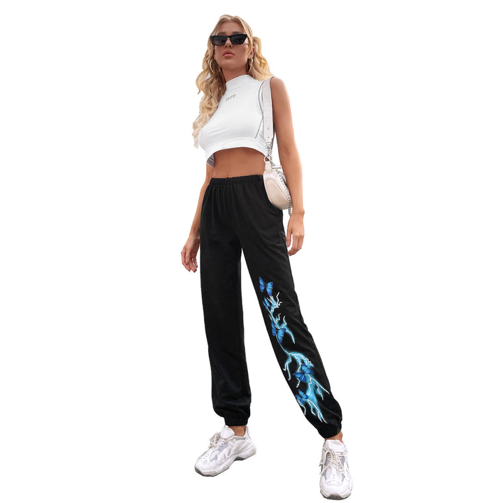 Kvinders casual joggers med farverigt sommerfugle- og lyn-design Stilla