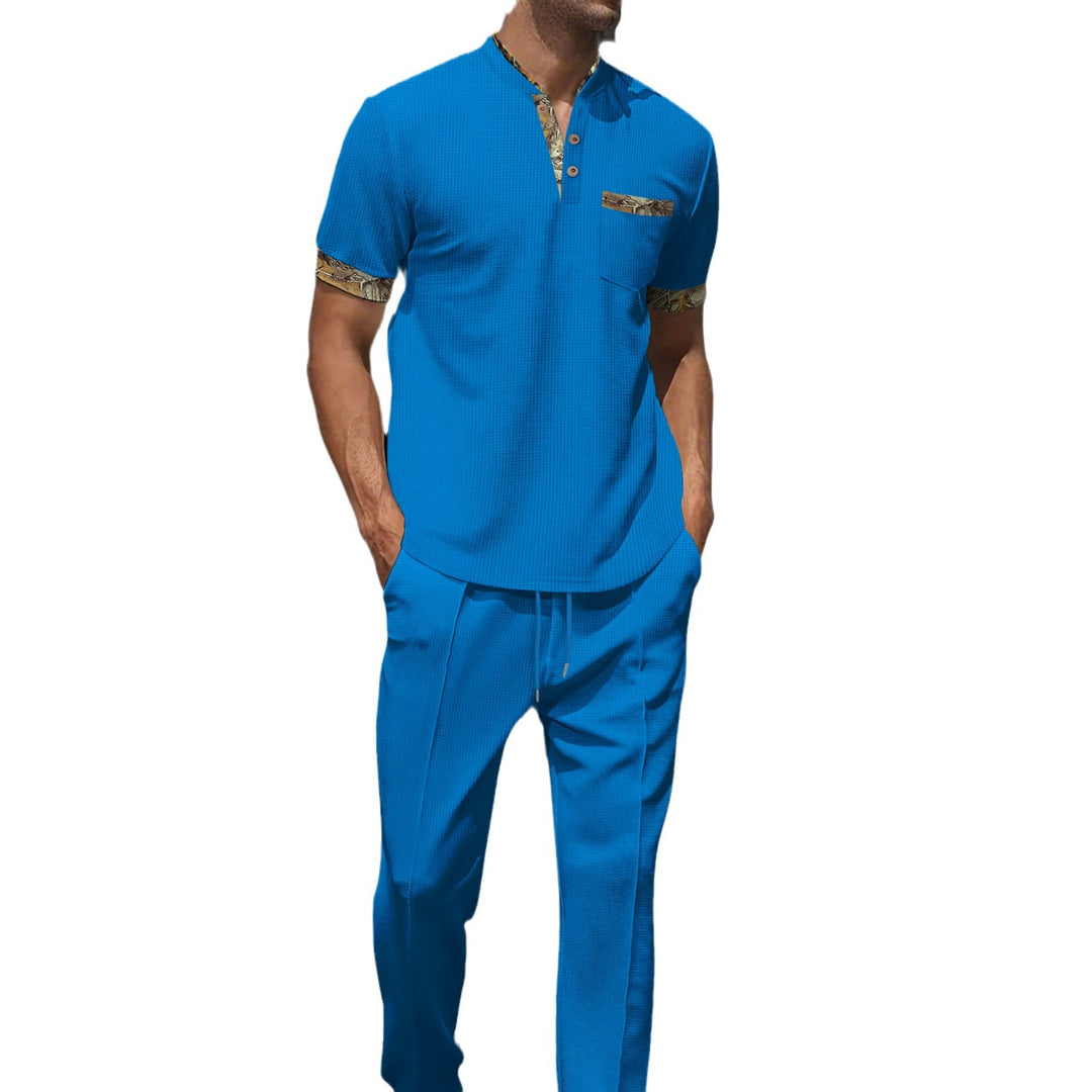 Herrer moderne fritids-outfit med elegant ståkrave og dekorative accenter Stilla