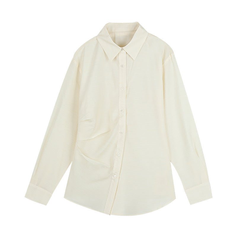 Dame langærmet bluse med innovativ rynkning og elegante knapdetaljer Stilla