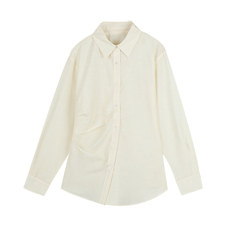 Dame langærmet bluse med innovativ rynkning og elegante knapdetaljer Stilla