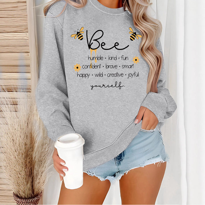 Dame sweatshirt med inspirerende bi-motiv og positive affirmationer Stilla