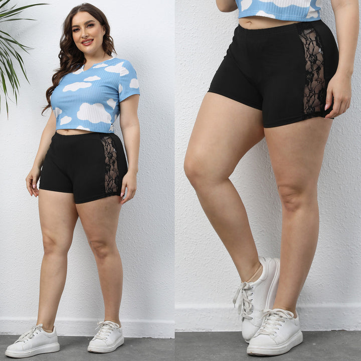 Dame afslappet cropped T-shirt med sky mønster Skovae