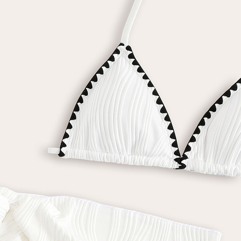 Dame Triangel-Bikini med dekorativt bånd-design og matchende omslagsskørt Stilla