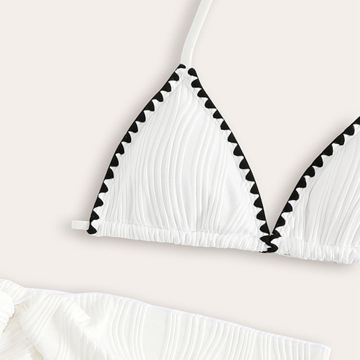 Dame Triangel-Bikini med dekorativt bånd-design og matchende omslagsskørt Stilla