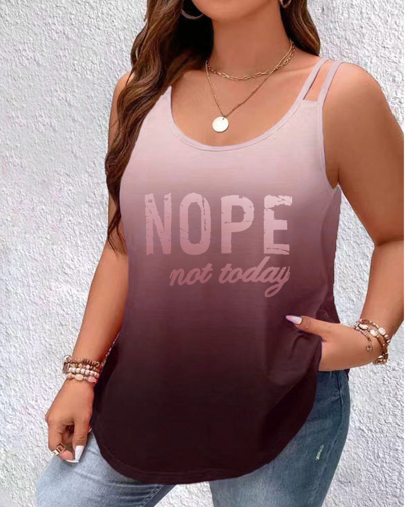 Dame afslappet tanktop med moderne ombre-effekt og sjovt statement Stilla
