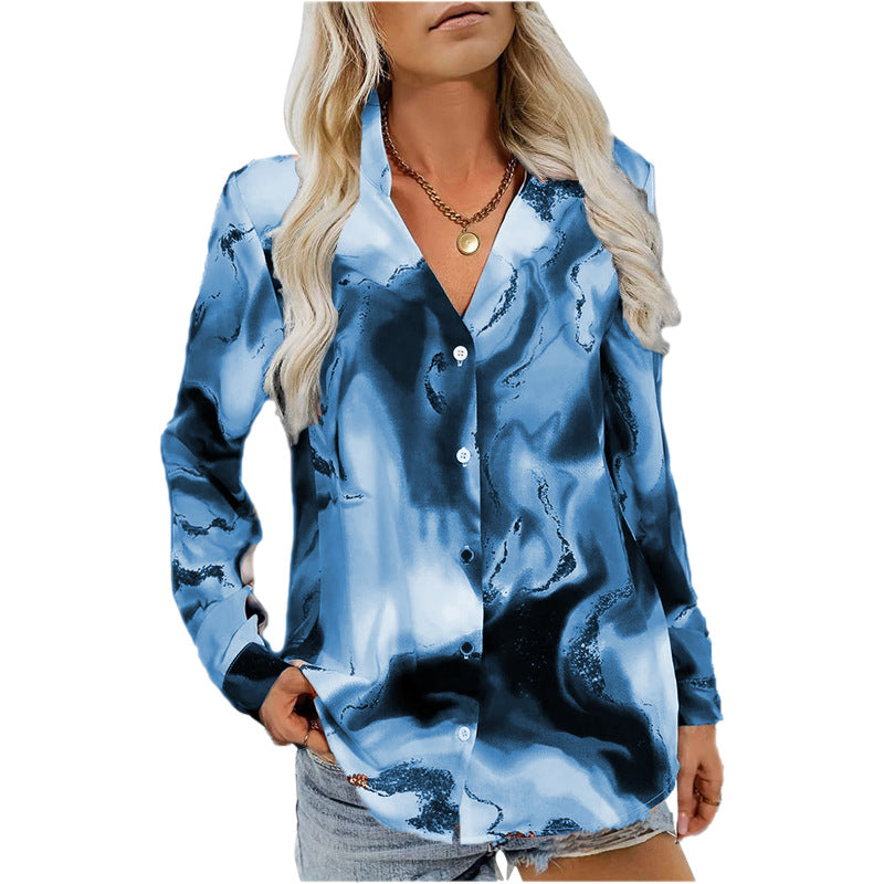 Dame chiffonbluse med elegant marmor-design Stilla