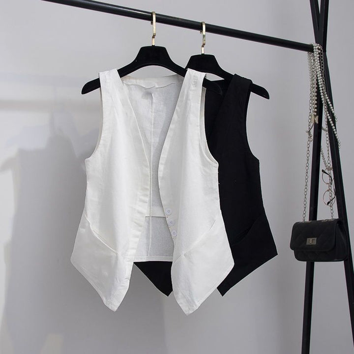 Femme Stilfulde Linned Vest Stilla