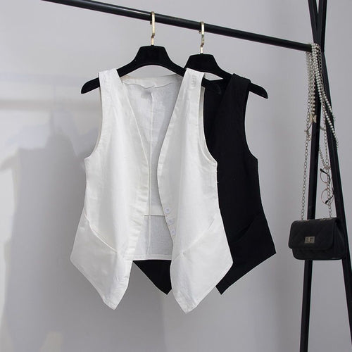 Femme Stilfulde Linned Vest Stilla