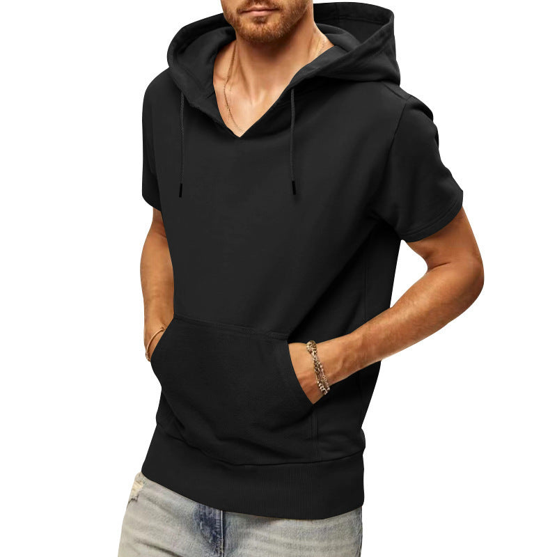 Herre afslappet hætte-T-shirt med frontlomme og moderne snit Stilla