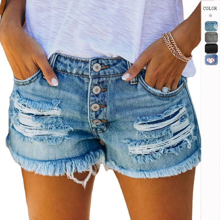 Dame shorts i ødelagt design Skovae