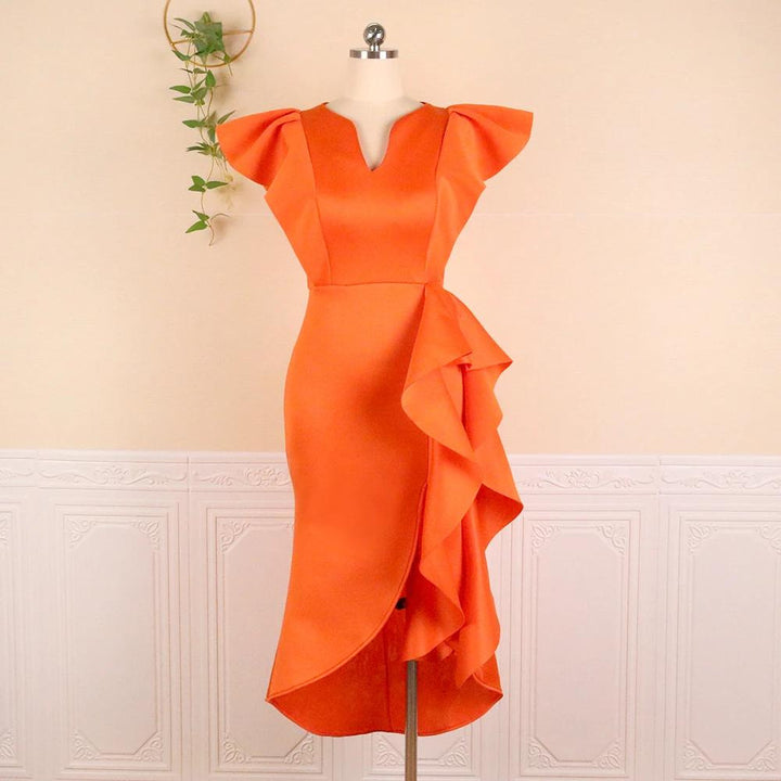 Dame Elegant wrap dress with voluminous drapings Skovae