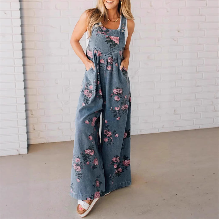 Dame blomster mønster maxi seler bukser Stilla
