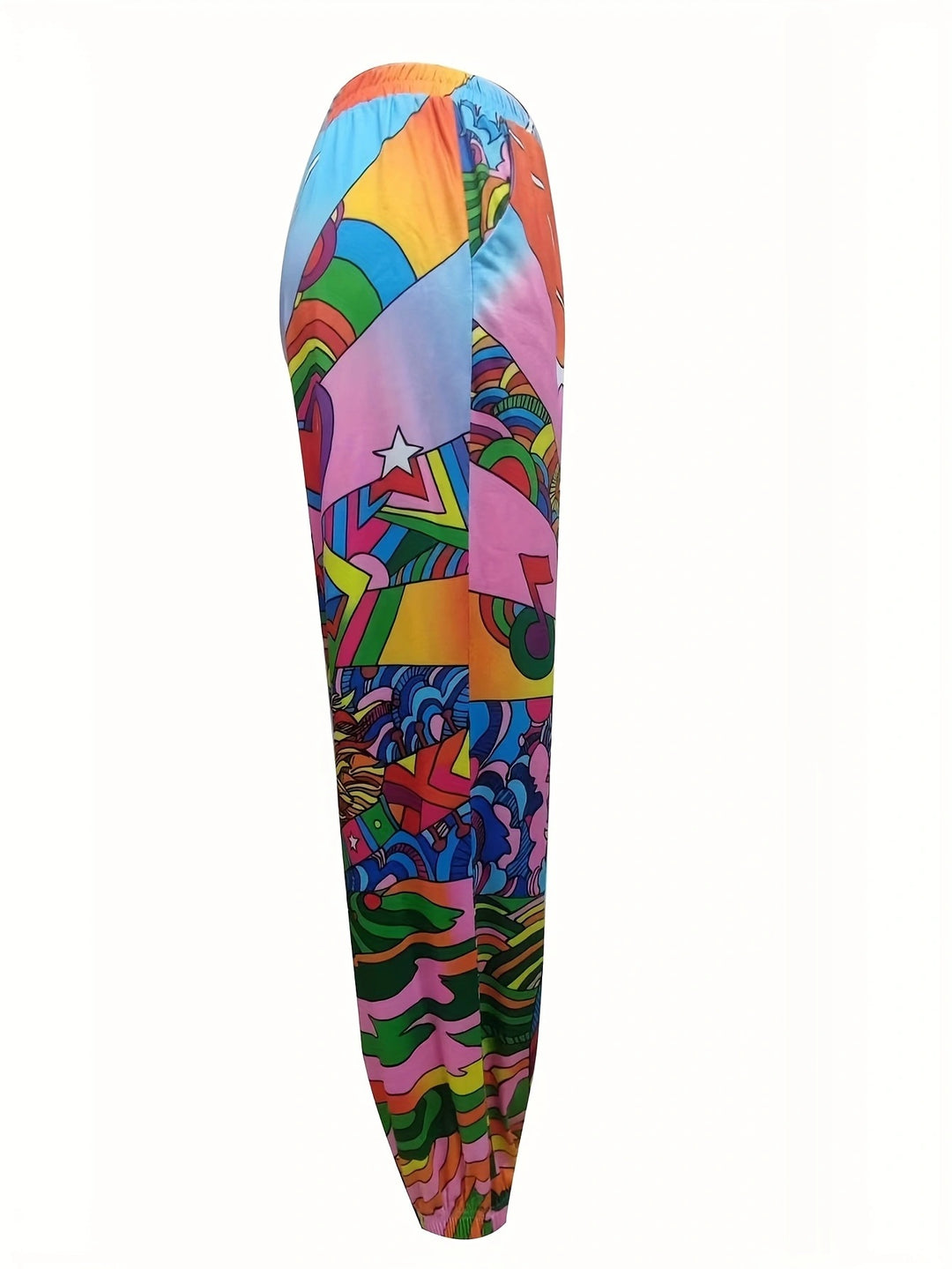 Dame Farverig Fritidsshorts med elastisk talje og unikt grafisk design Stilla