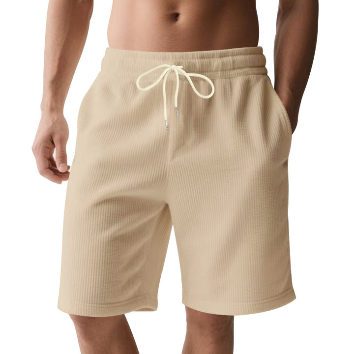 Herren knælange Bermudashorts med elastisk kant, snortræk og sidelommer Skovae