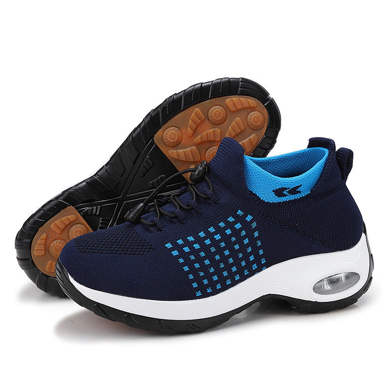 Dame nan åndbar strikkede plateau sneakers med luftstød og elastisk skaft Skovae