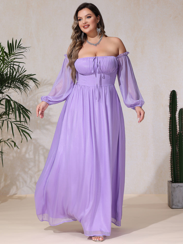 Dame maxikjole med off-shoulder design og flydende stof Stilla
