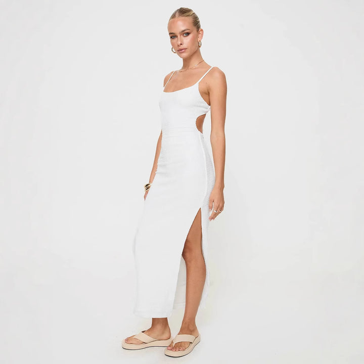 Dame Rib-Spaghetti-Rem Maxi Kjole Stilla