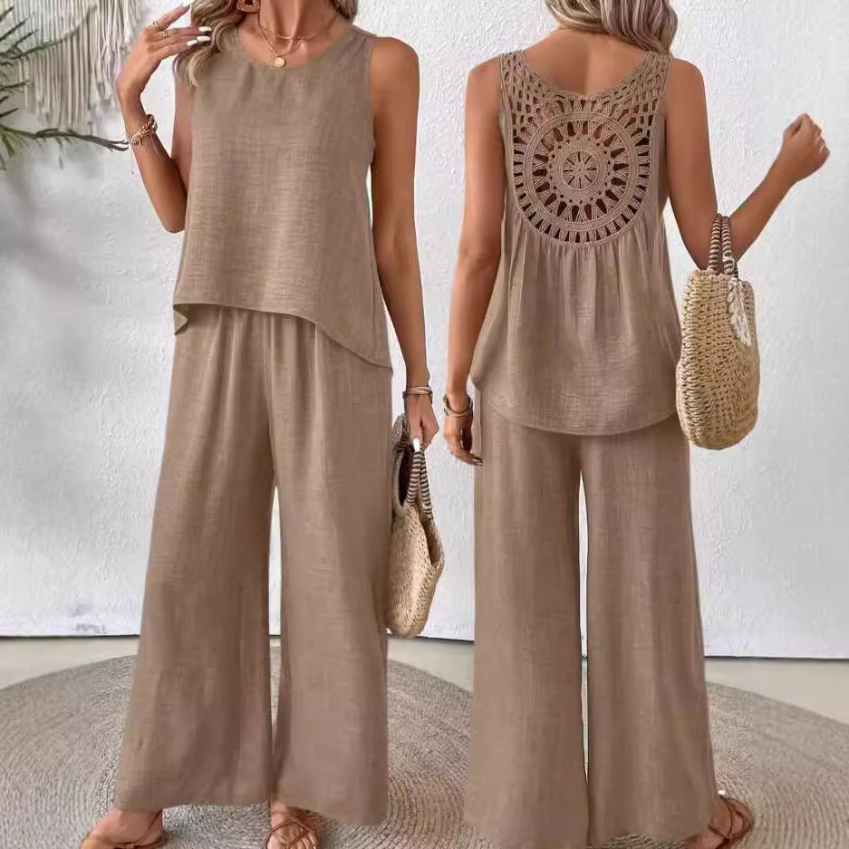 Dame Relaxed Fit Bredbenet Jumpsuit Stilla