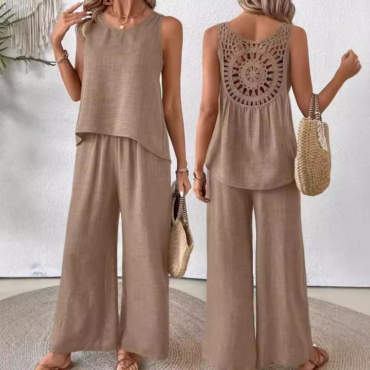 Dame Relaxed Fit Bredbenet Jumpsuit Stilla