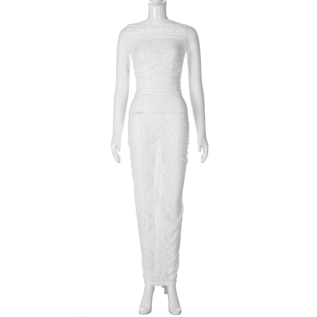 Dame Elegant og figursyet aftenkjole med lange ærmer Stilla