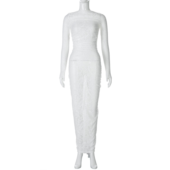 Dame Elegant og figursyet aftenkjole med lange ærmer Stilla