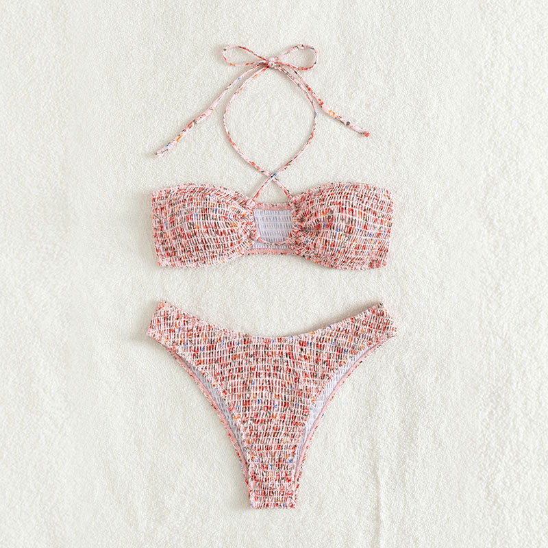 Dame Bandeau-bikini med fletdesign og justerbare stropper Skovae