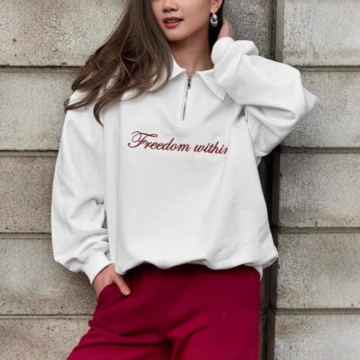 Dame Sweatshirt med høj krave og lynlås Stilla