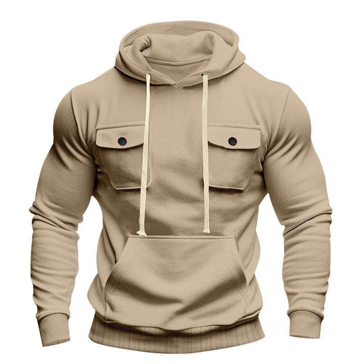 Herrer nan urban hoodie med brystlommer, kængurulomme og atletisk pasform Skovae