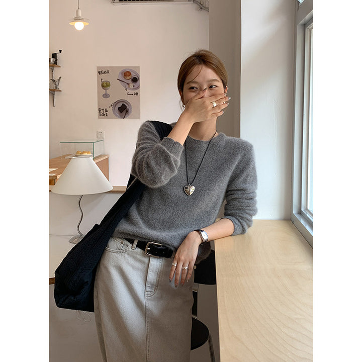 Dame elegant strikpullover med asymmetrisk detalje og blødt materiale Stilla
