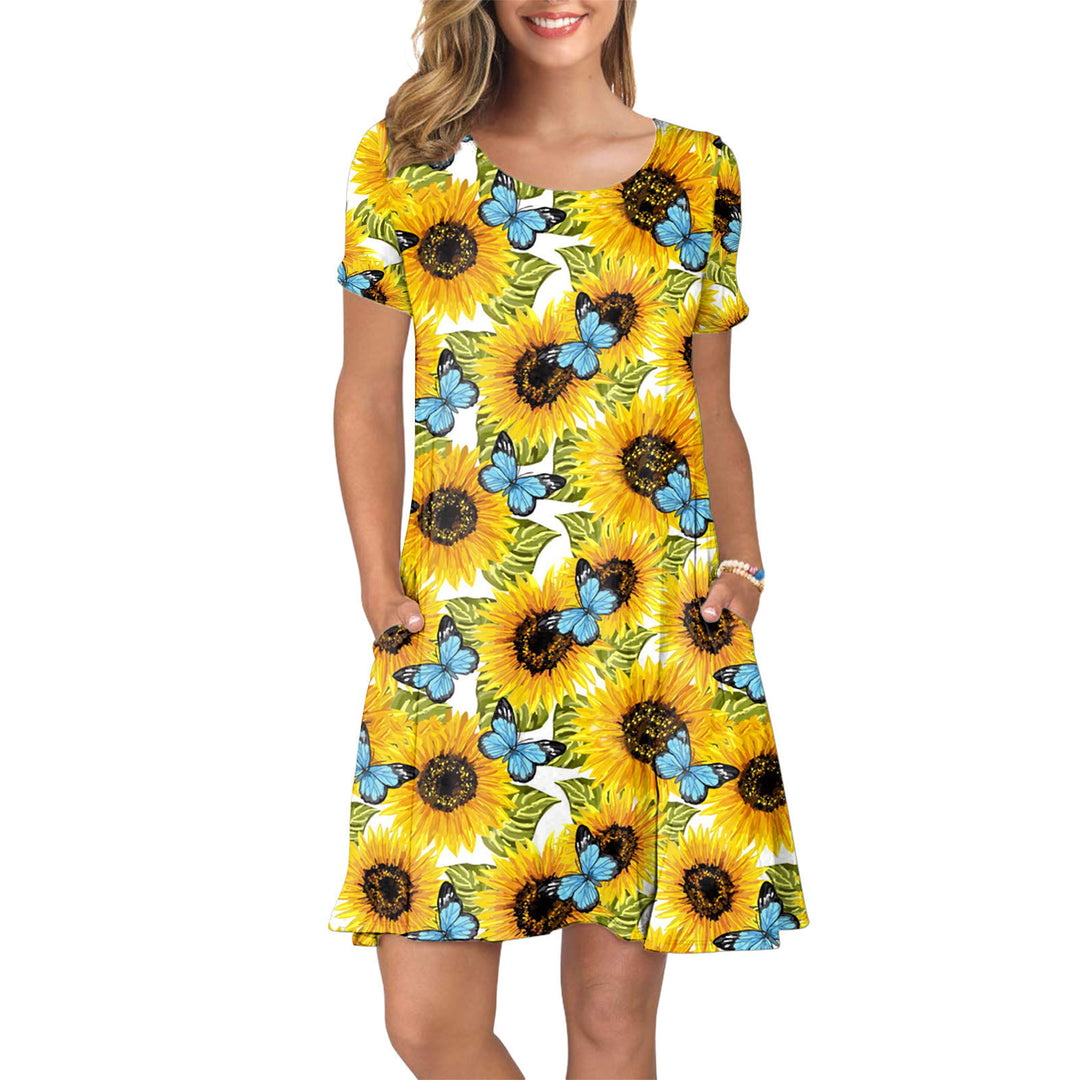Dame sommerkjole med blomsterprint Stilla